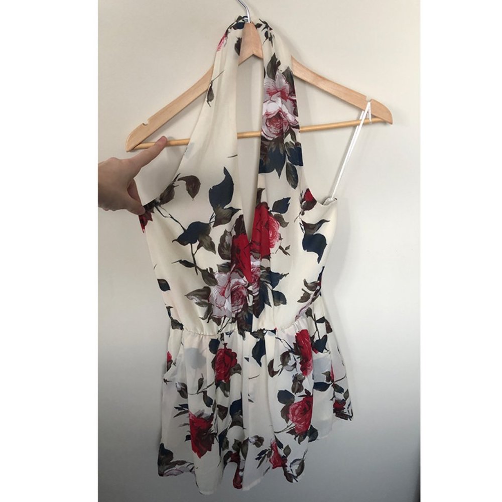 Foreign Exchange | Off-White Floral Halter Romper